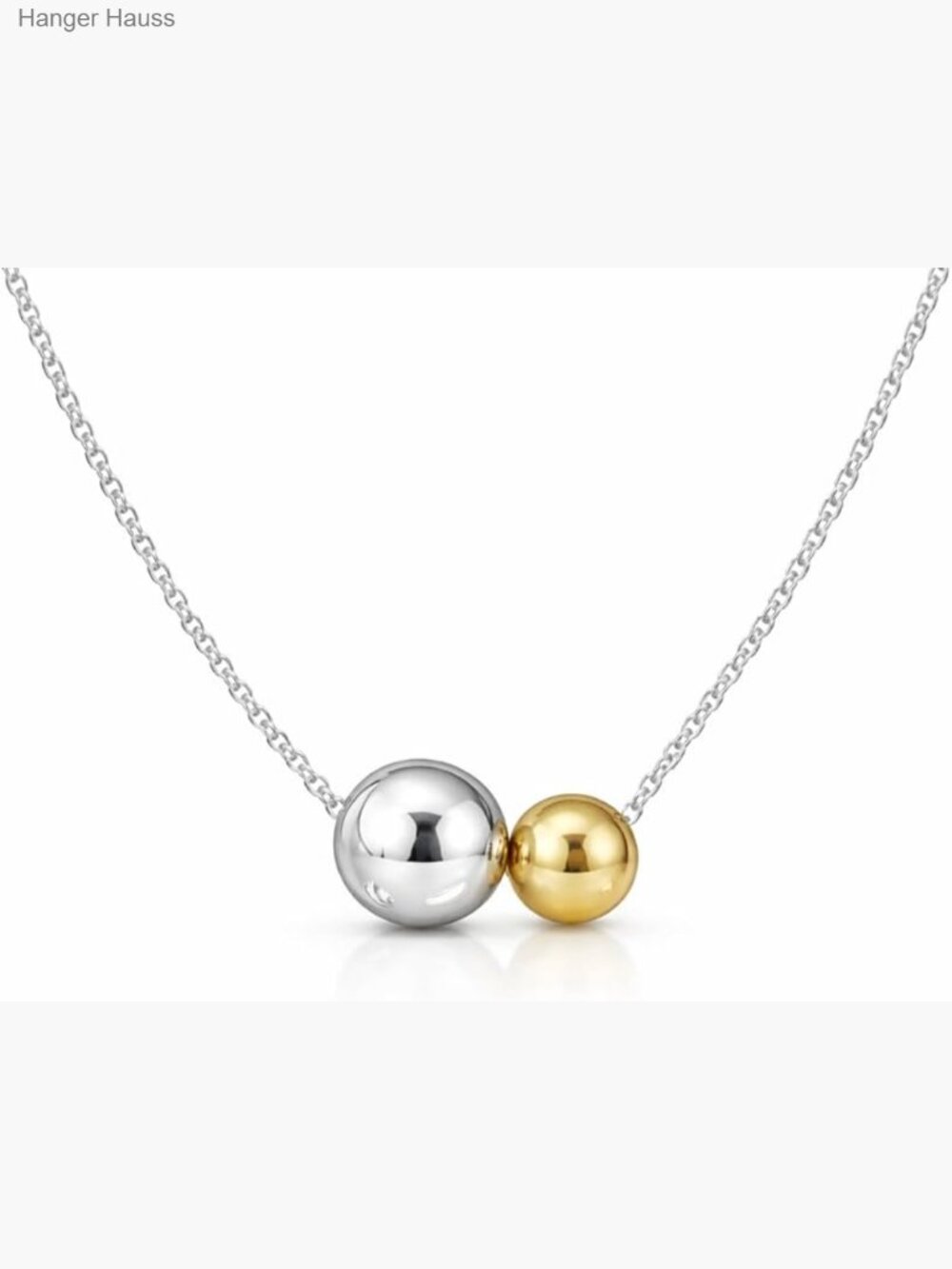Two-Tone Mixed Metal Double Floating Bead Necklace Bolo Slider